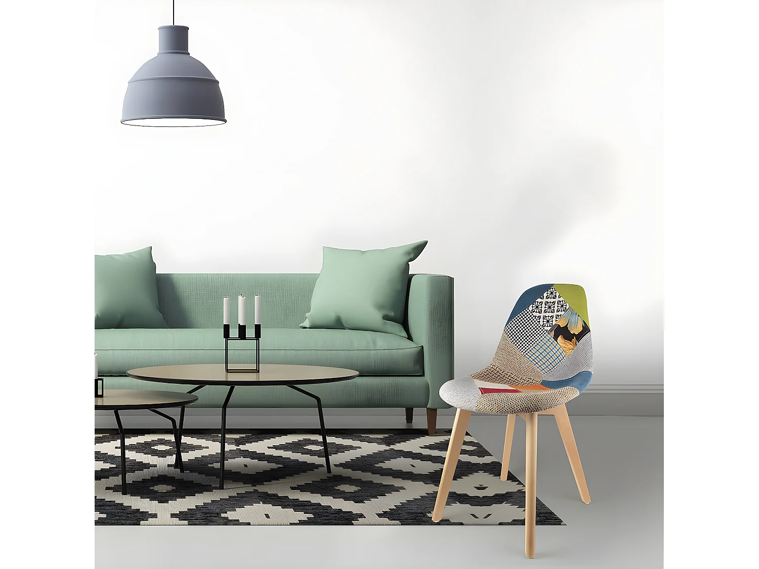 PATCHWORK - Lot de 4 Chaises Scandinaves Multicolore