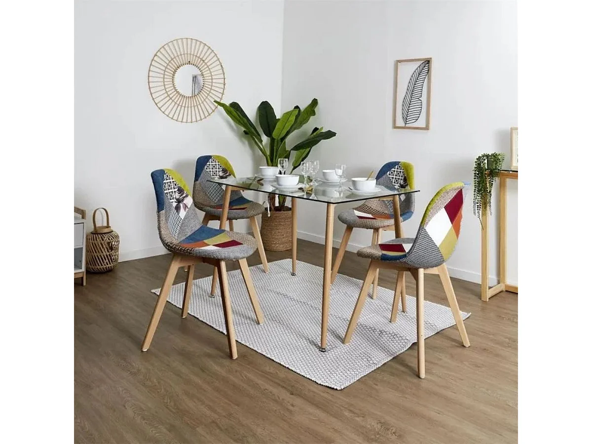 PATCHWORK - Lot de 4 Chaises Scandinaves Multicolore