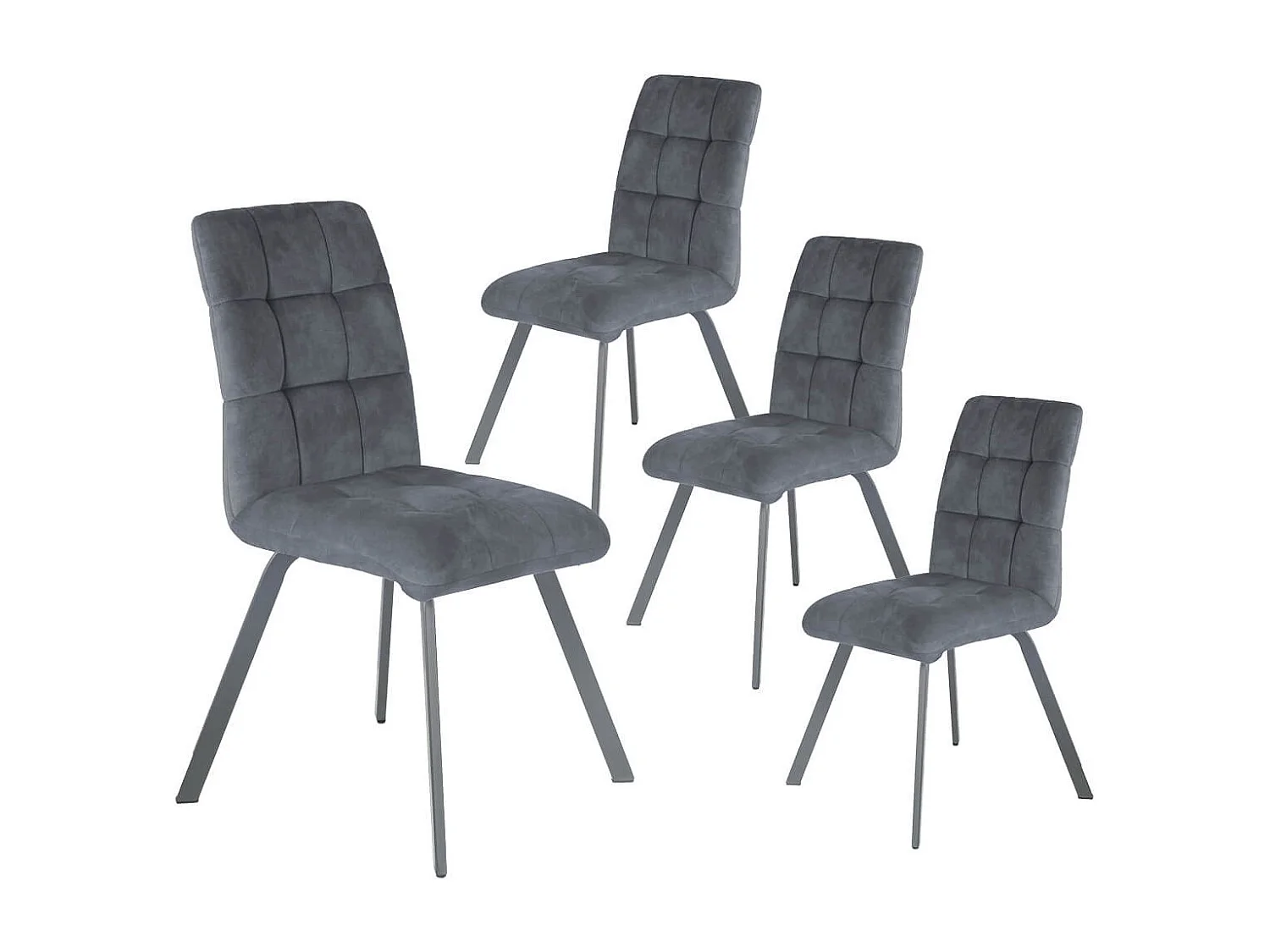 JOHN - Lot de 4 Chaises Capitonnées Gris