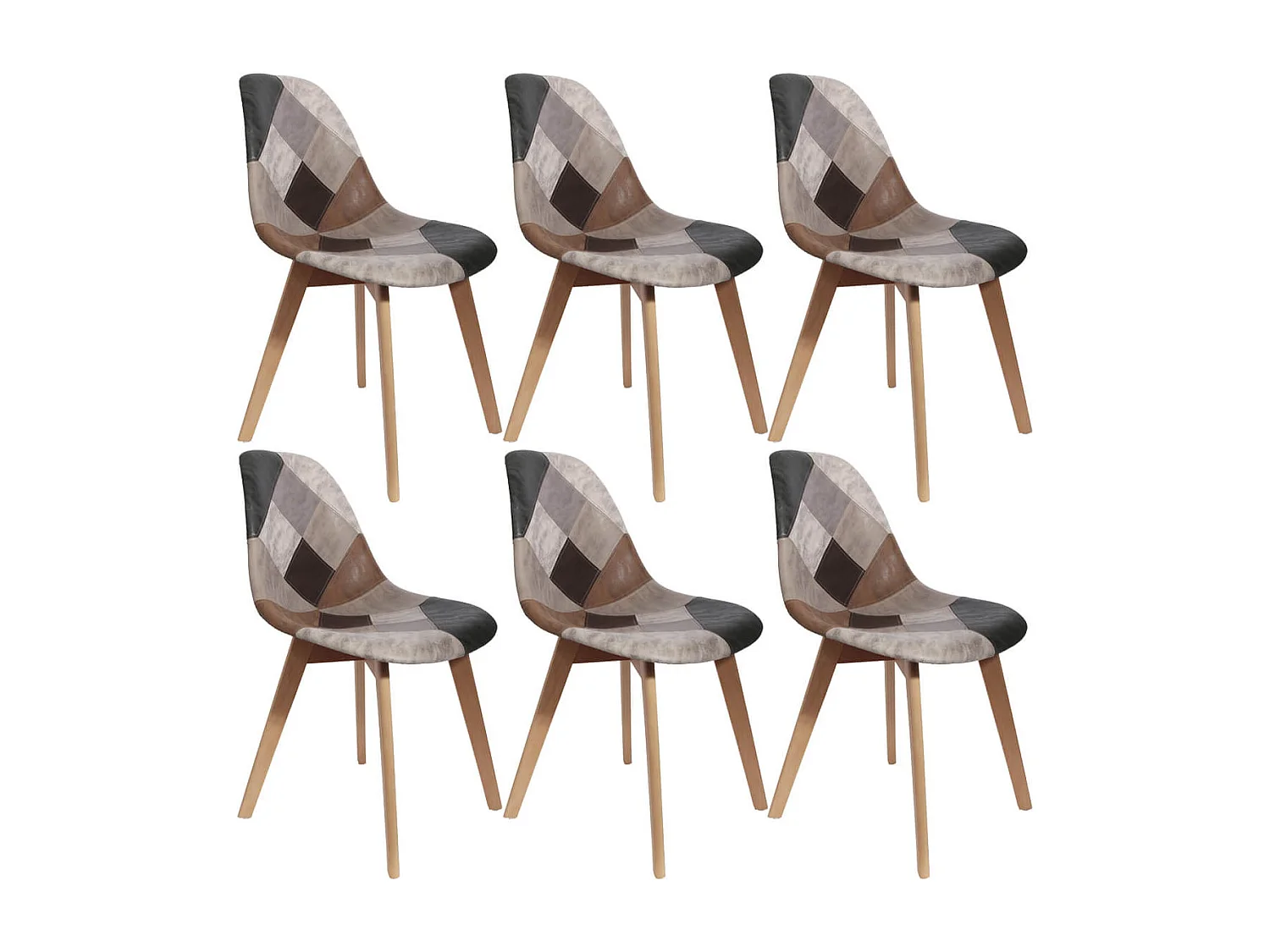 MELO - Lot de 6 Chaises Scandinaves Aspect Vieux Cuir