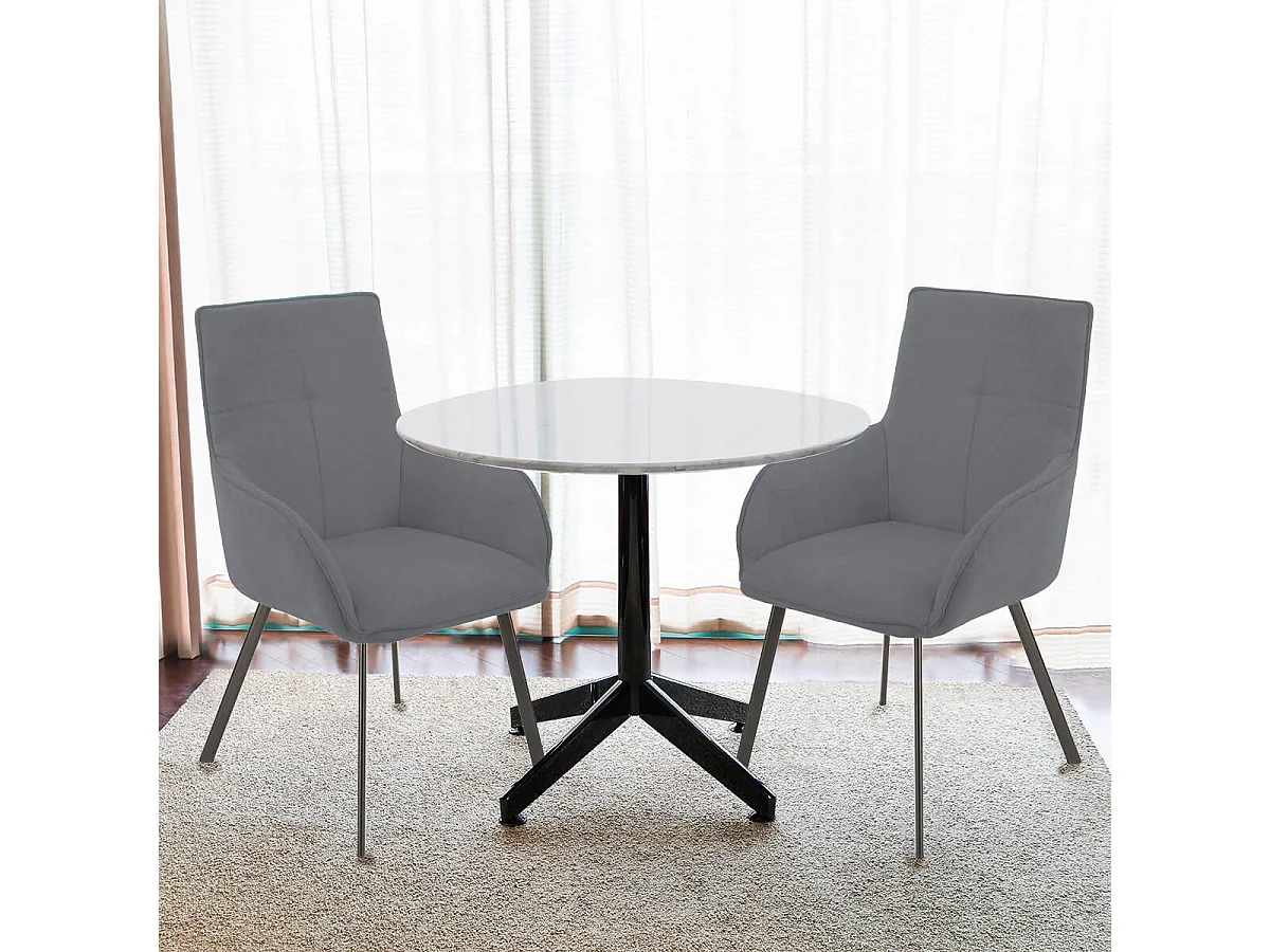 CATILA - Lot de 2 Fauteuils Gris Piètement Gris Mat