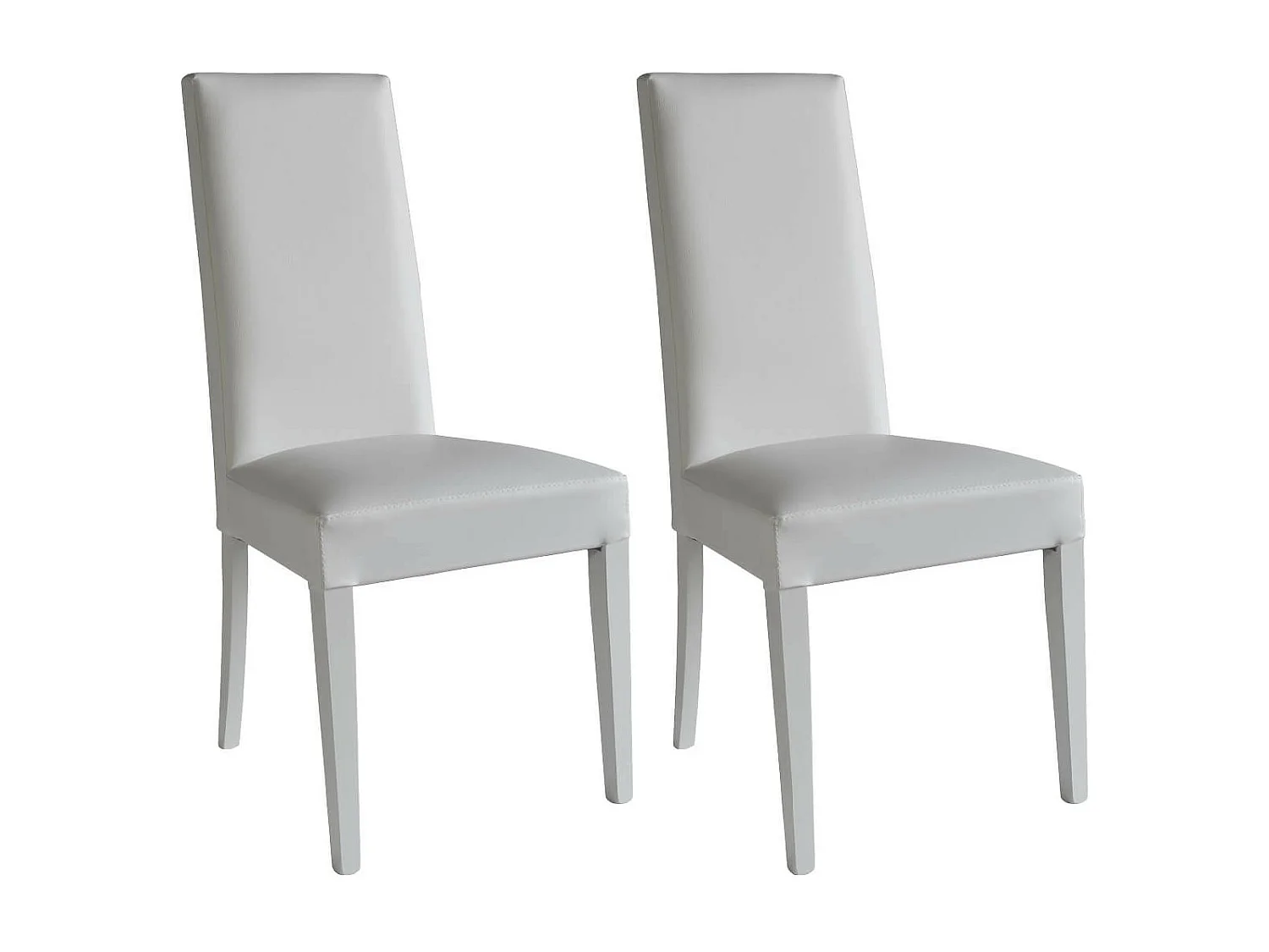 TORINO - Lot de 2 Chaises Simili Blanc et Pieds Laqués