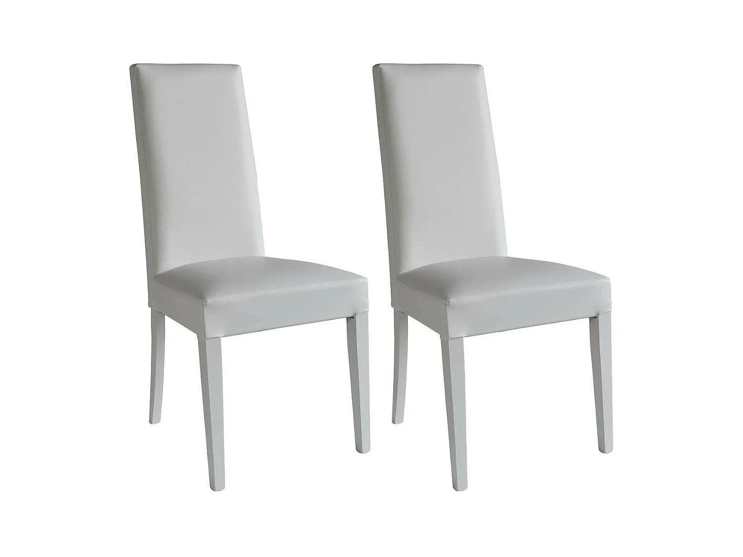 TORINO - Lot de 2 Chaises Simili Blanc et Pieds Laqués