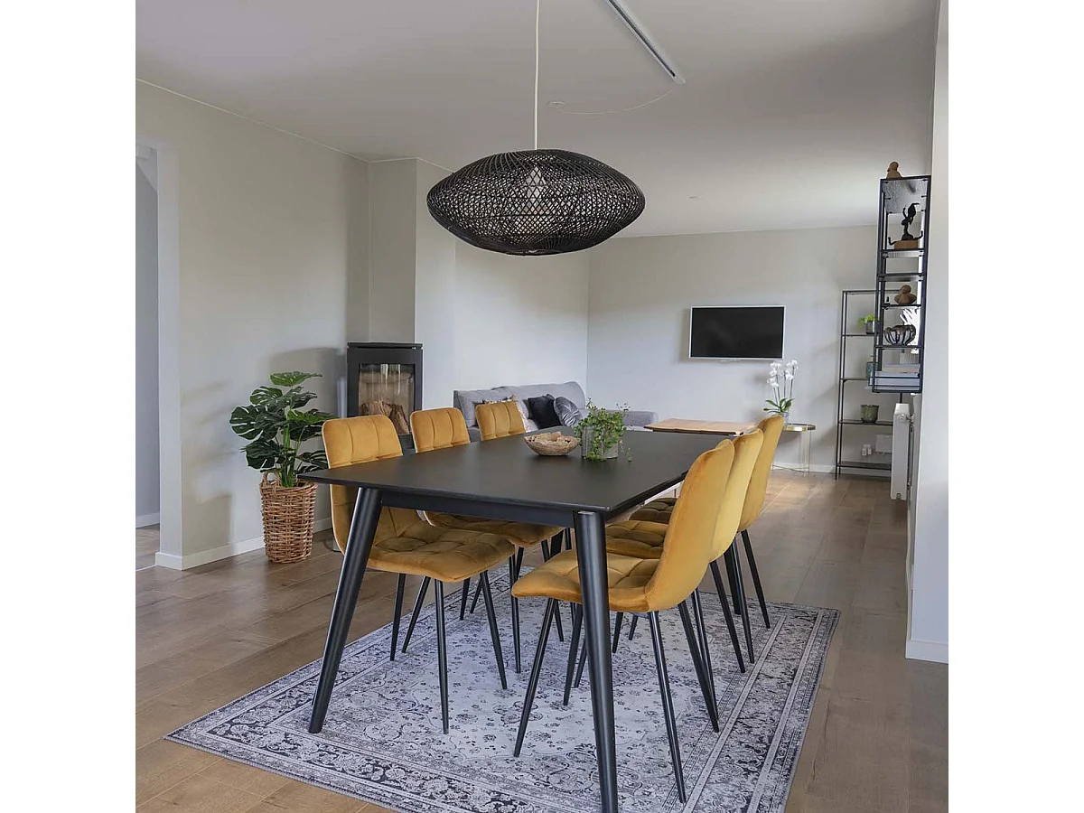 STRIB - Lot de 2 Chaises Velours Jaune et Piétement Acier