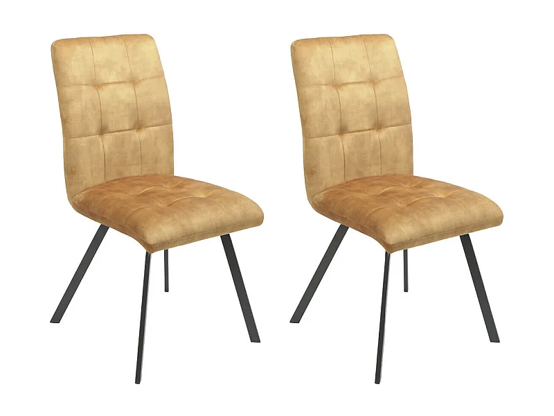 JOHN - Lot de 2 Chaises Capitonnées Jaune