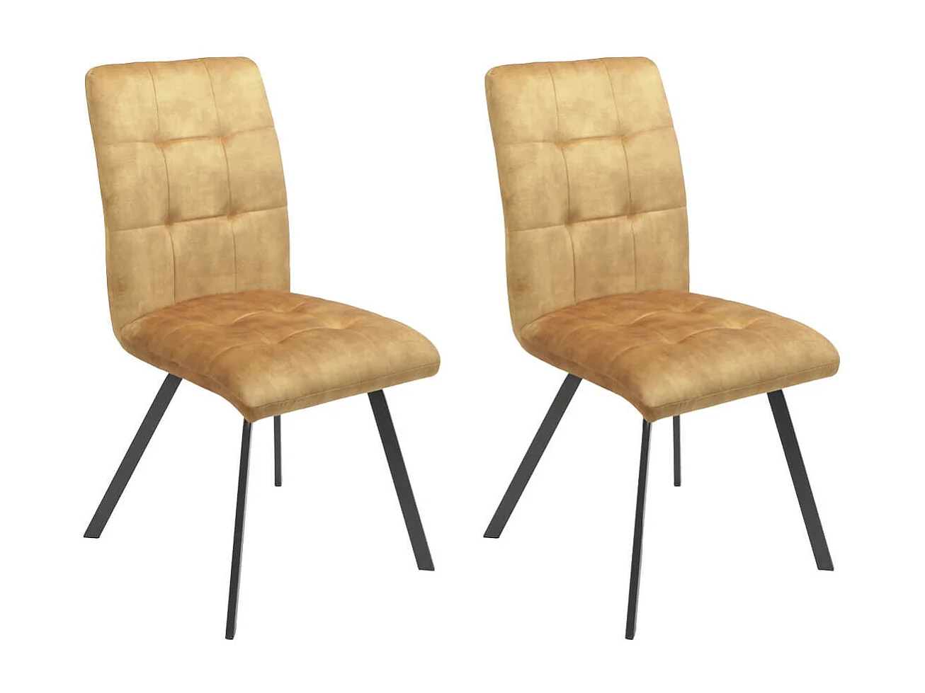 JOHN - Lot de 2 Chaises Capitonnées Jaune