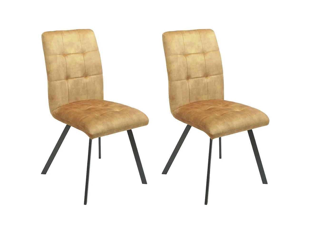 JOHN - Lot de 2 Chaises Capitonnées Jaune