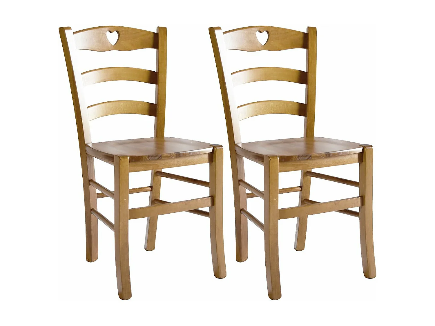 NAPLES - Lot de 2 Chaises Teinté Chêne et Assises en Bois