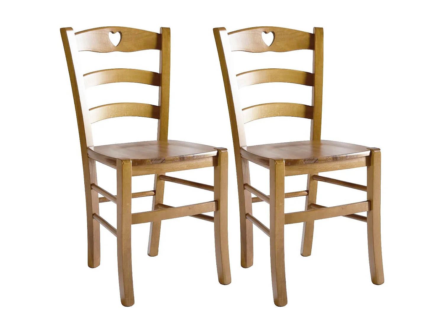 NAPLES - Lot de 2 Chaises Teinté Chêne et Assises en Bois