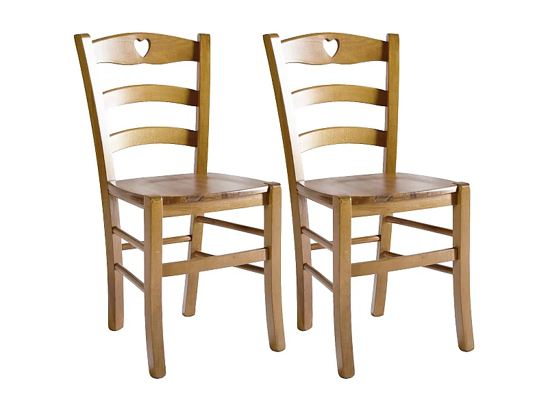 NAPLES - Lot de 2 Chaises Teinté Chêne et Assises en Bois
