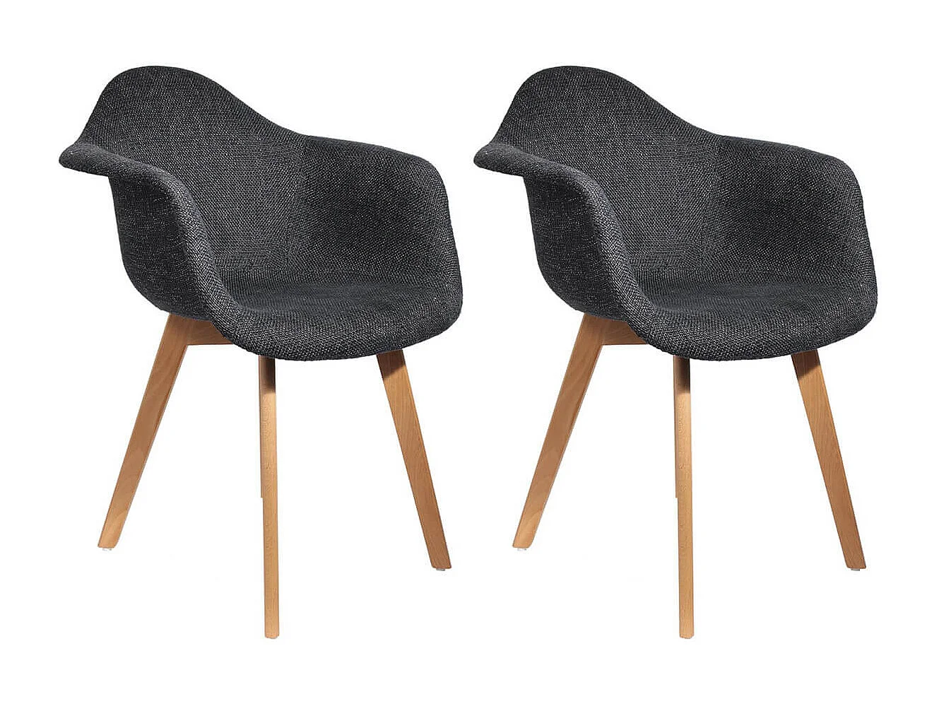 STYGN - Lot de 2 Fauteuils avec Maille Noire Fils Argentés