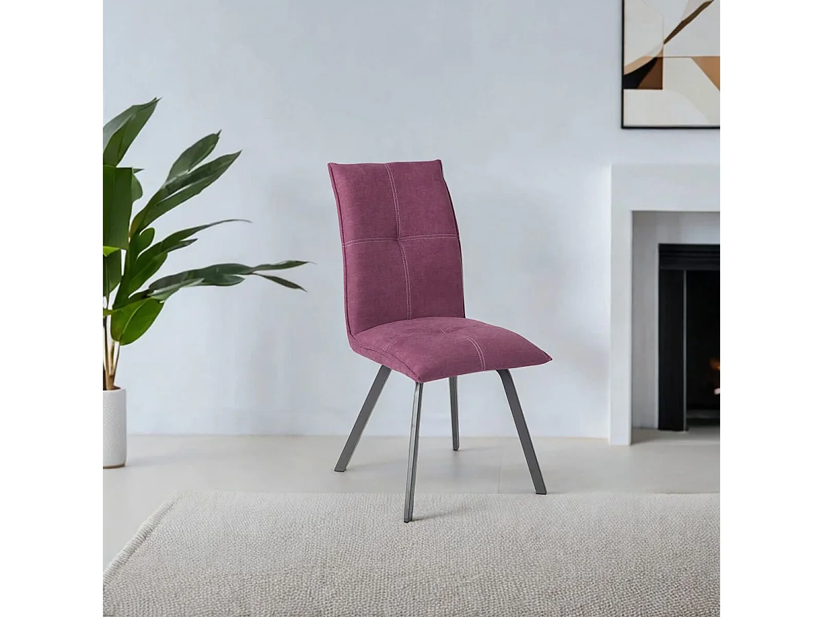 BISPO - Lot de 4 Chaises Tissu Coloris Violet