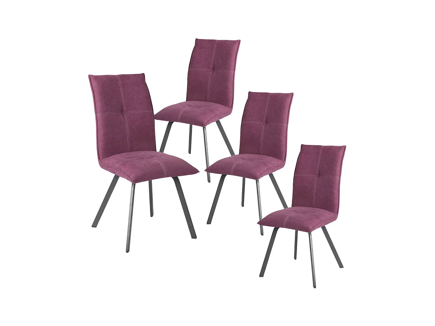 BISPO - Lot de 4 Chaises Tissu Coloris Violet