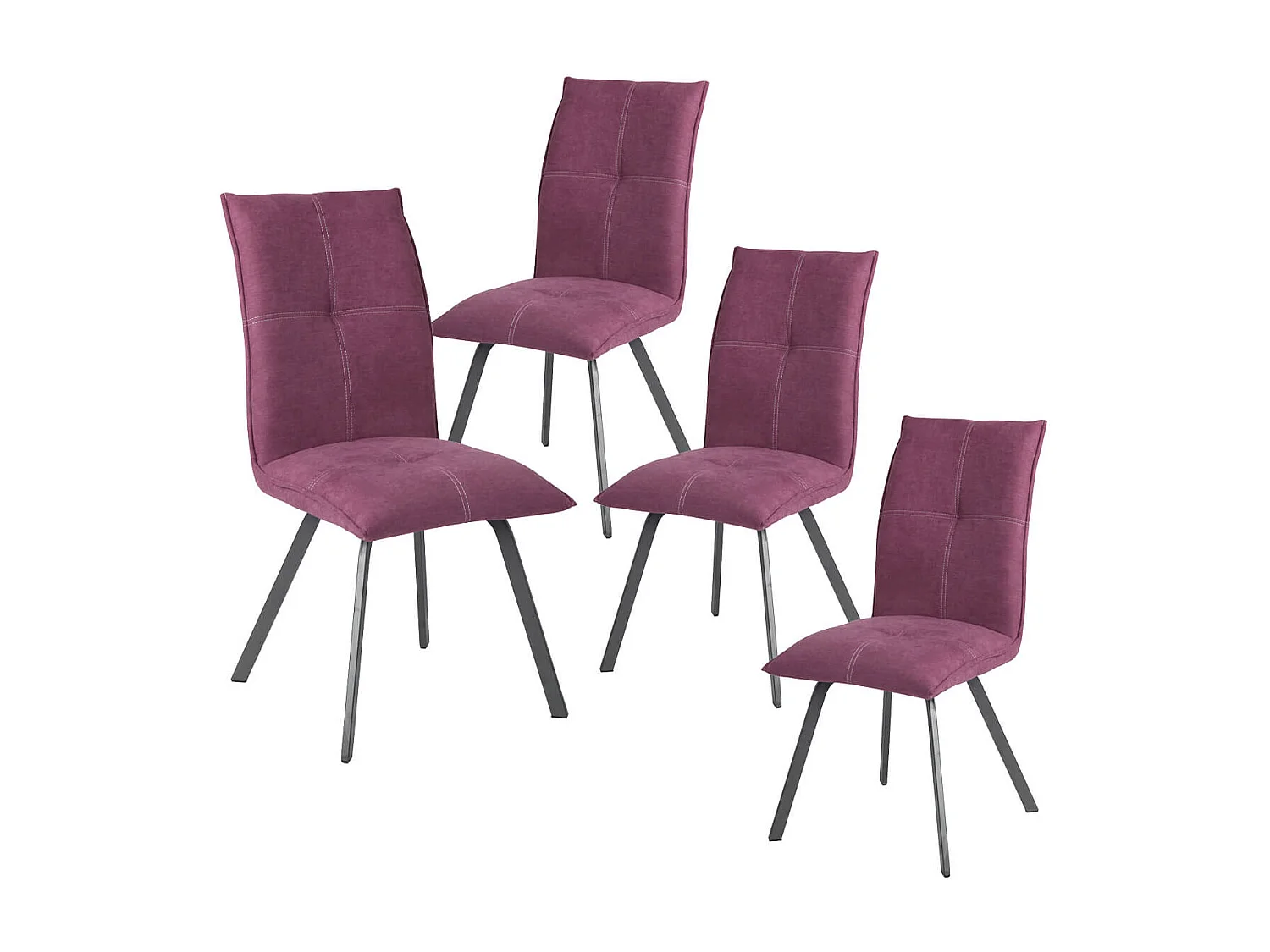 BISPO - Lot de 4 Chaises Tissu Coloris Violet
