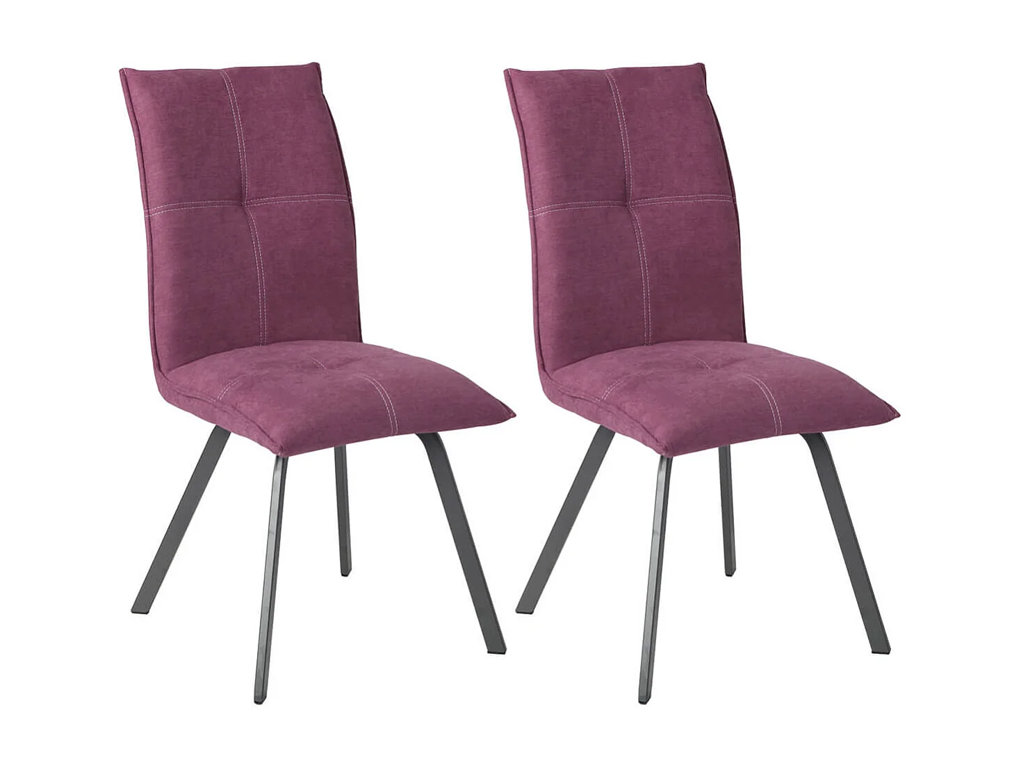 BISPO - Lot de 2 Chaises Tissu Coloris Violet