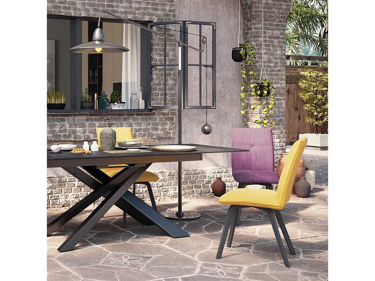 BISPO - Lot de 2 Chaises Tissu Coloris Violet