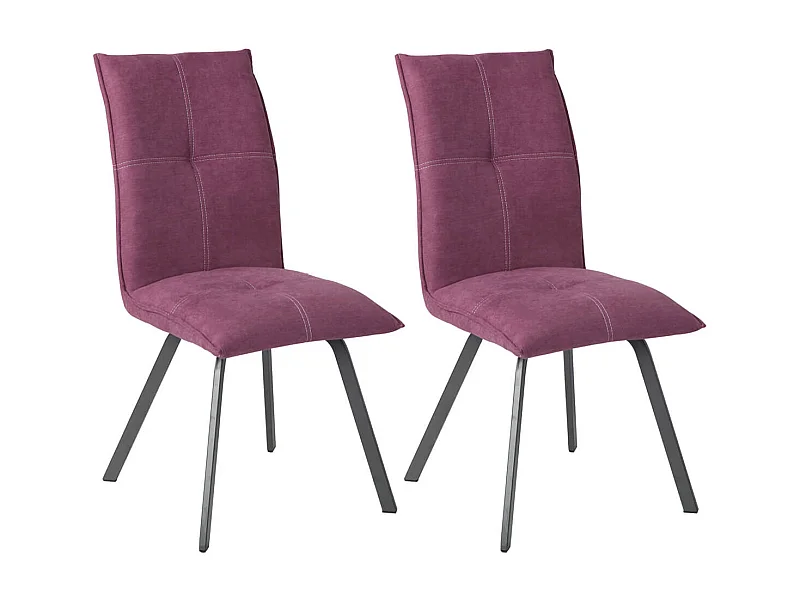 BISPO - Lot de 2 Chaises Tissu Coloris Violet