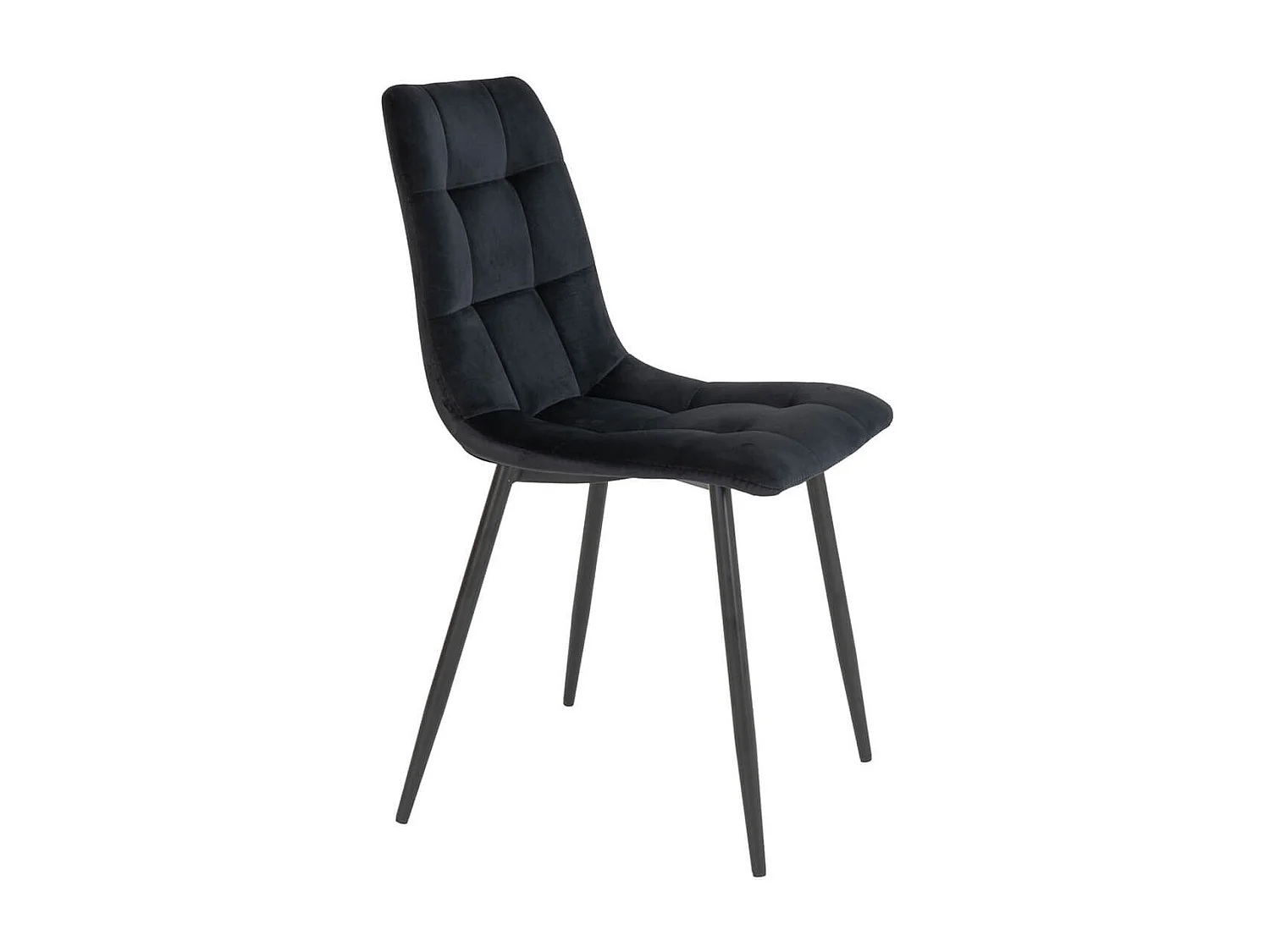 STRIB - Lot de 2 Chaises Velours Noir et Piétement Acier