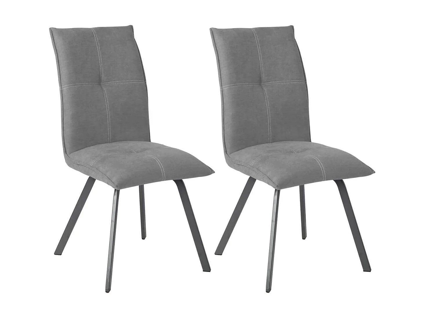 BISPO - Lot de 2 Chaises Tissu Coloris Gris