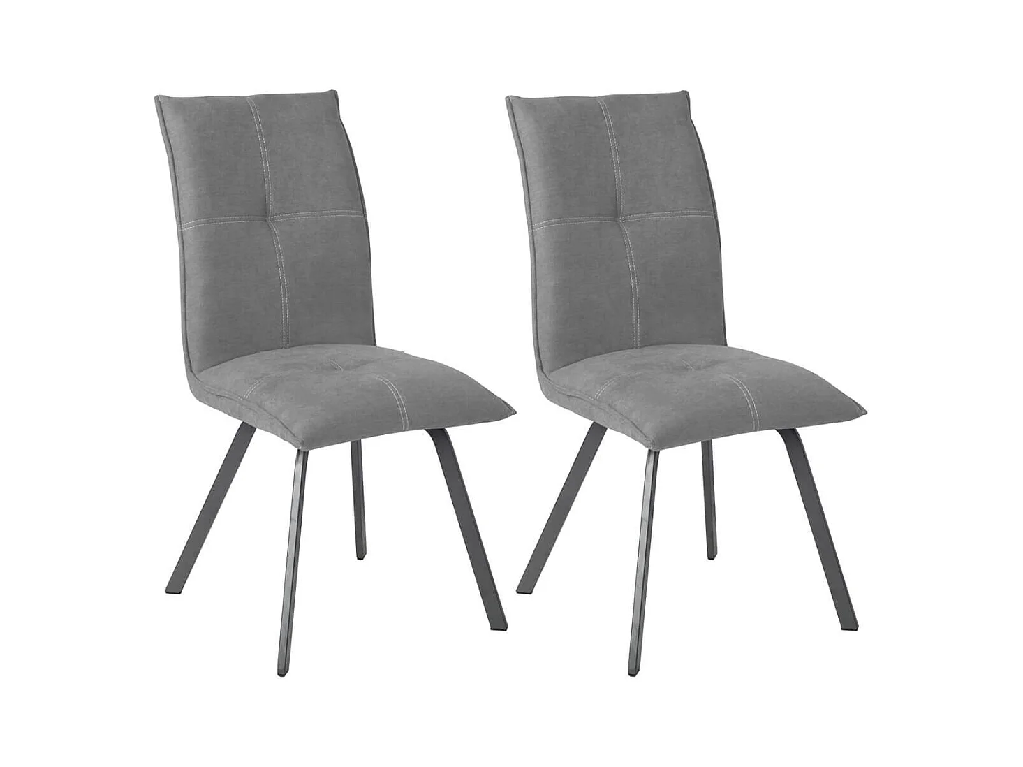 BISPO - Lot de 2 Chaises Tissu Coloris Gris