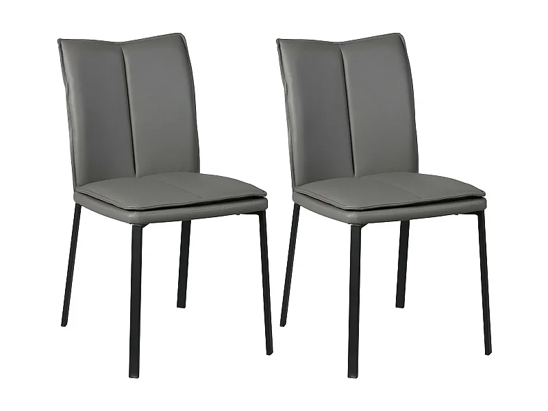 CALLUM - Lot de 2 Chaises Grises avec Sur-Coussin