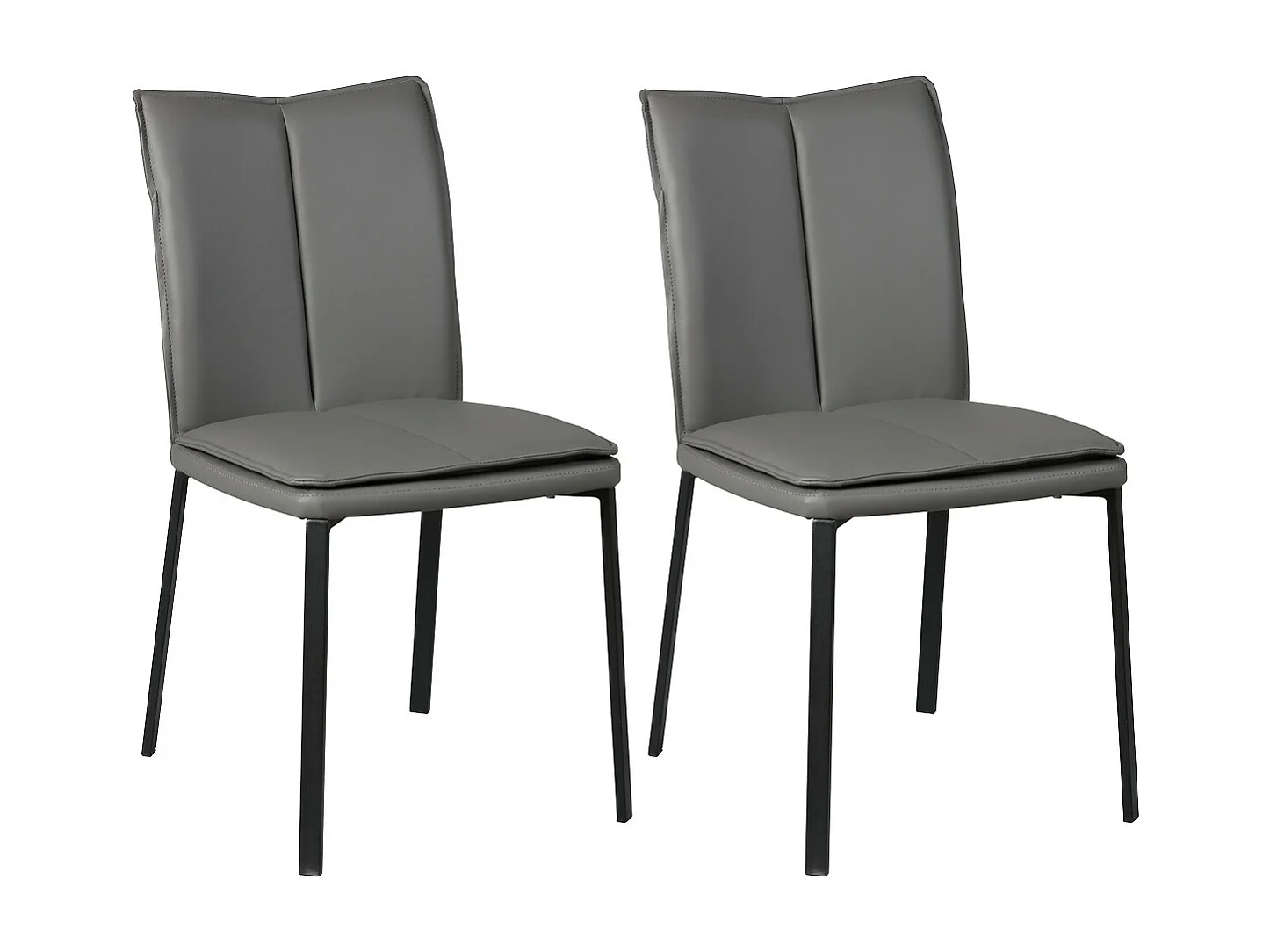 CALLUM - Lot de 2 Chaises Grises avec Sur-Coussin