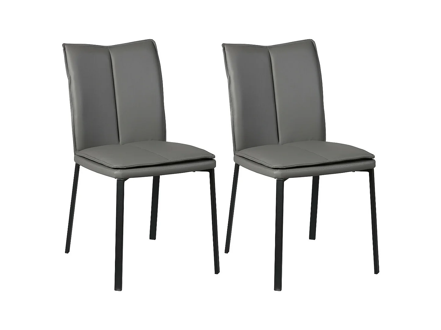 CALLUM - Lot de 2 Chaises Grises avec Sur-Coussin