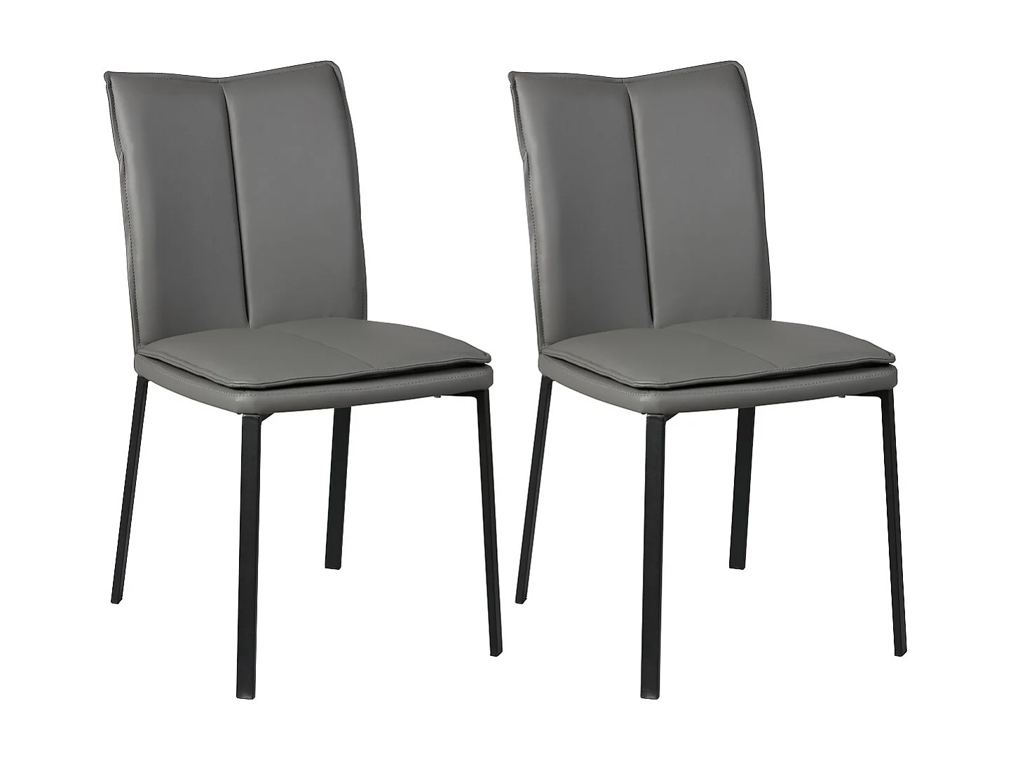 CALLUM - Lot de 2 Chaises Grises avec Sur-Coussin