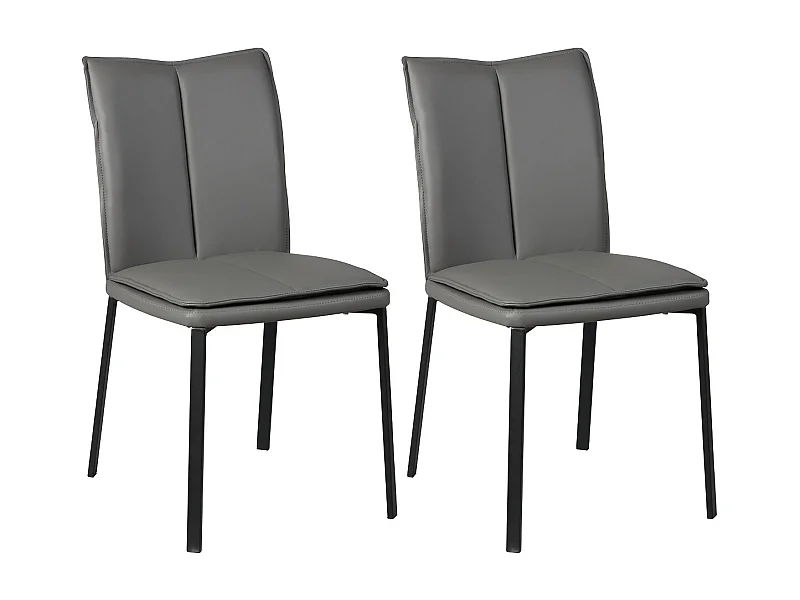 CALLUM - Lot de 2 Chaises Grises avec Sur-Coussin