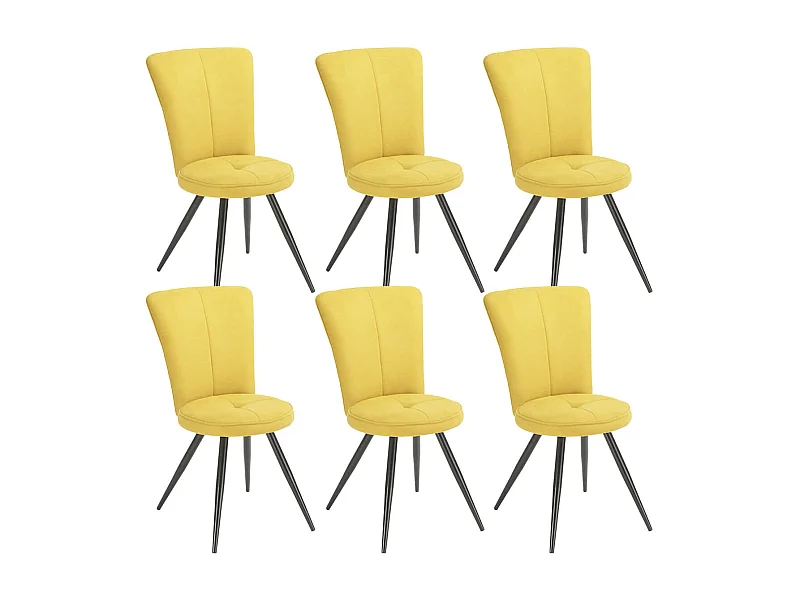 PARIL - Lot de 6 Chaises Matelassées Jaunes