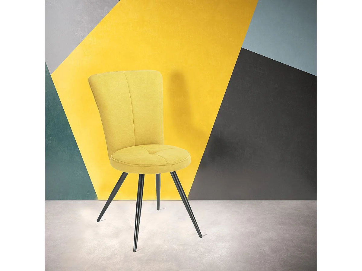 PARIL - Lot de 6 Chaises Matelassées Jaunes