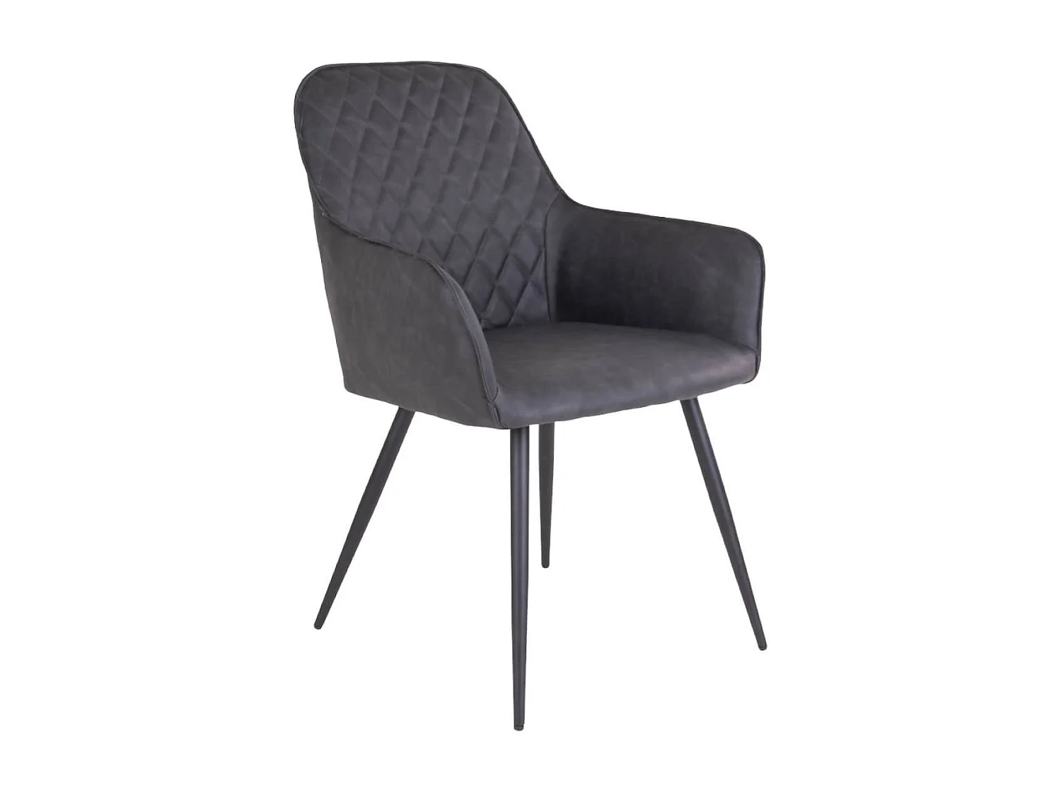 VIBY - Lot de 2 Fauteuils Simili Gris et Piétement Acier Noir