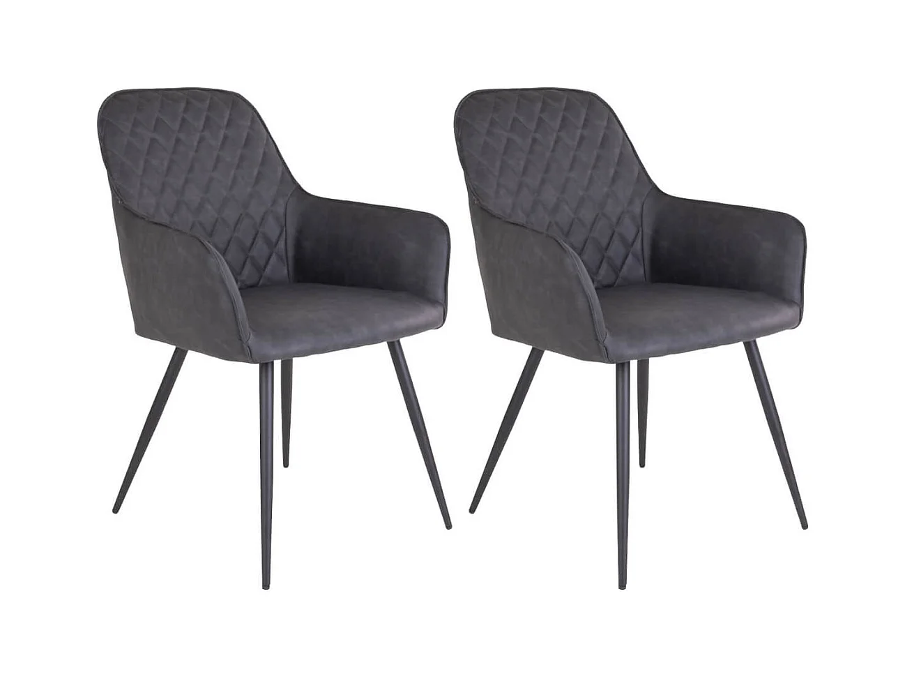 VIBY - Lot de 2 Fauteuils Simili Gris et Piétement Acier Noir