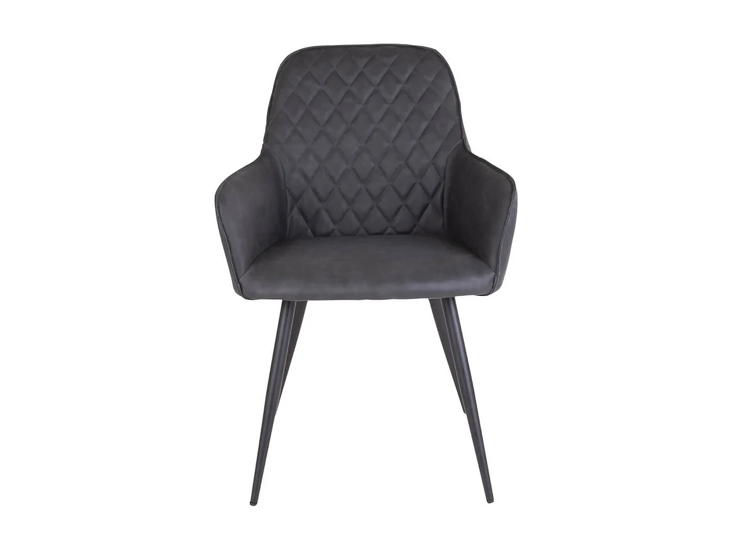 VIBY - Lot de 2 Fauteuils Simili Gris et Piétement Acier Noir