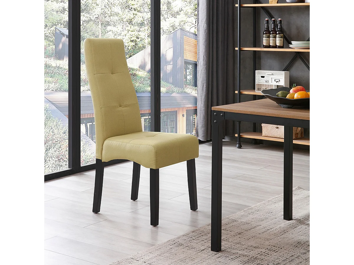 DALLAS - Lot de 4 Chaises Vert Clair Capitonnées