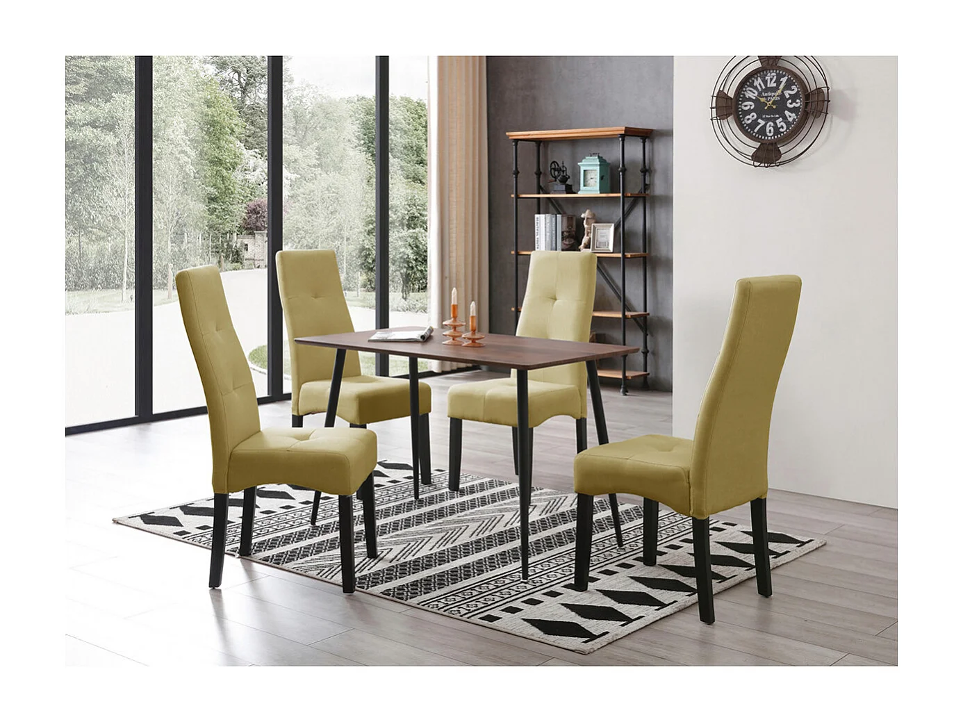 DALLAS - Lot de 4 Chaises Vert Clair Capitonnées