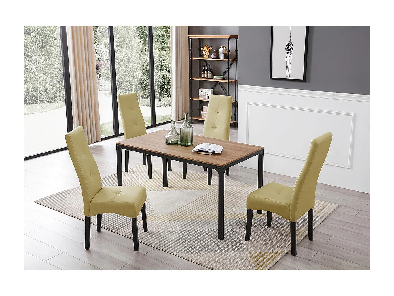 DALLAS - Lot de 4 Chaises Vert Clair Capitonnées