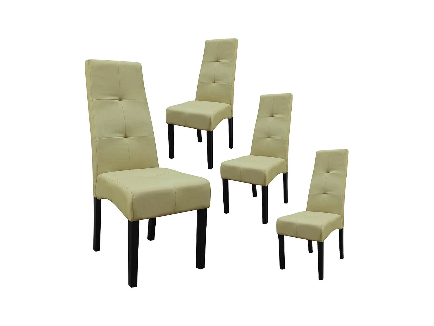 DALLAS - Lot de 4 Chaises Vert Clair Capitonnées
