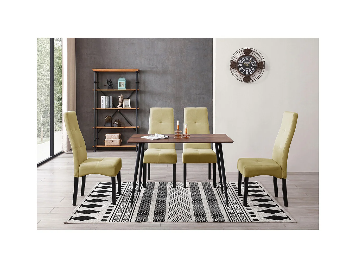 DALLAS - Lot de 4 Chaises Vert Clair Capitonnées