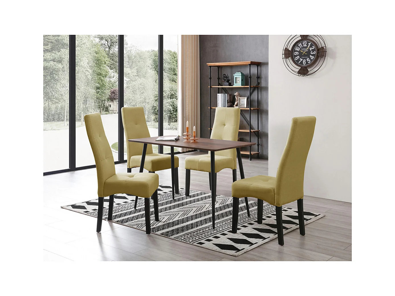 DALLAS - Lot de 4 Chaises Vert Clair Capitonnées