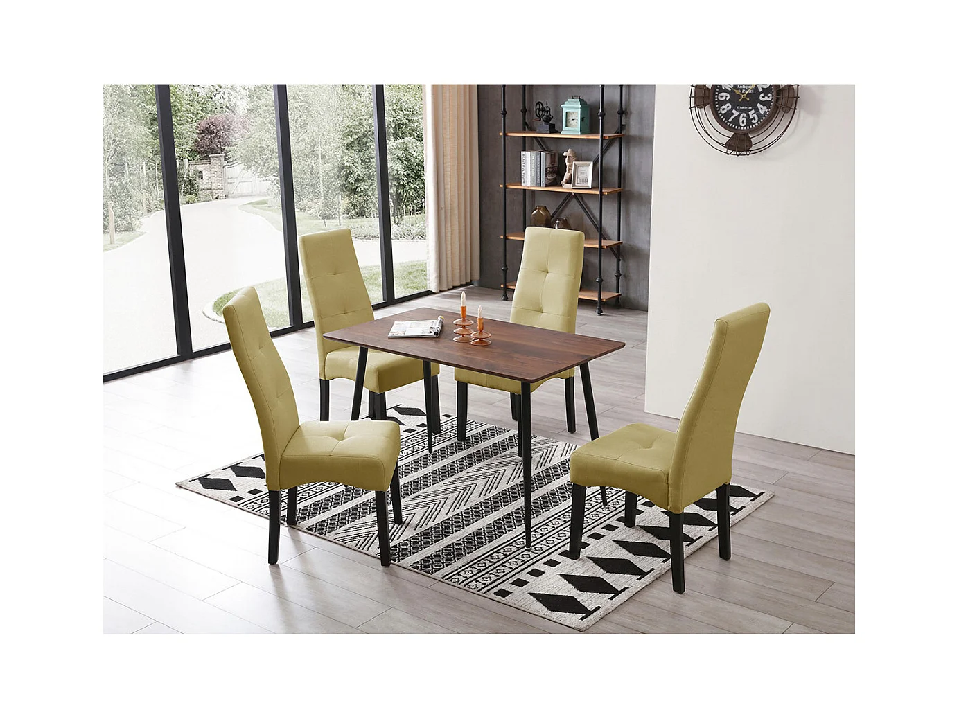 DALLAS - Lot de 4 Chaises Vert Clair Capitonnées