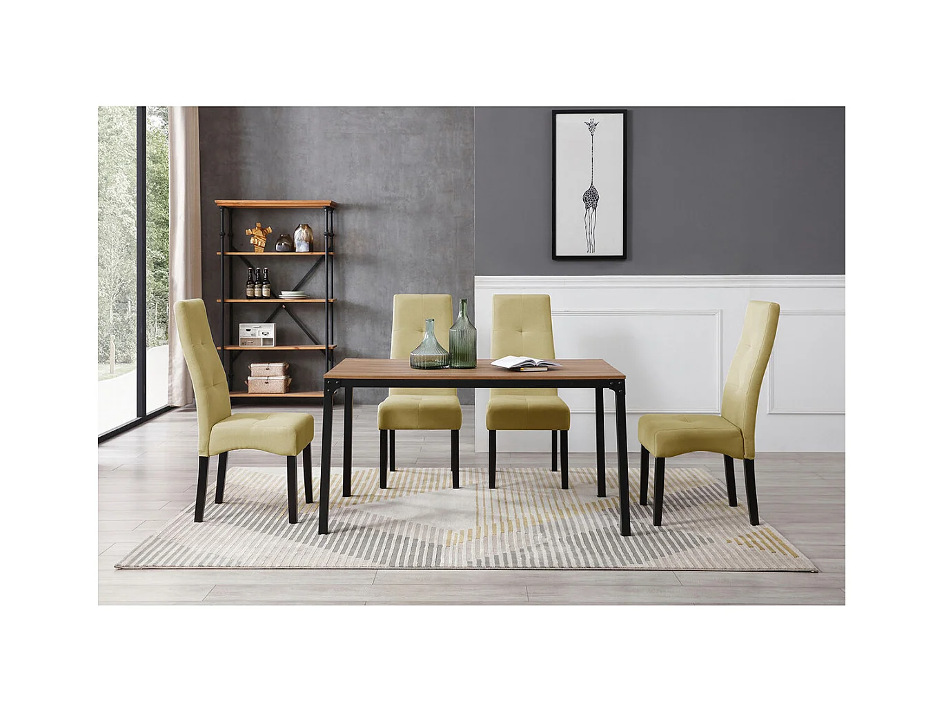 DALLAS - Lot de 4 Chaises Vert Clair Capitonnées