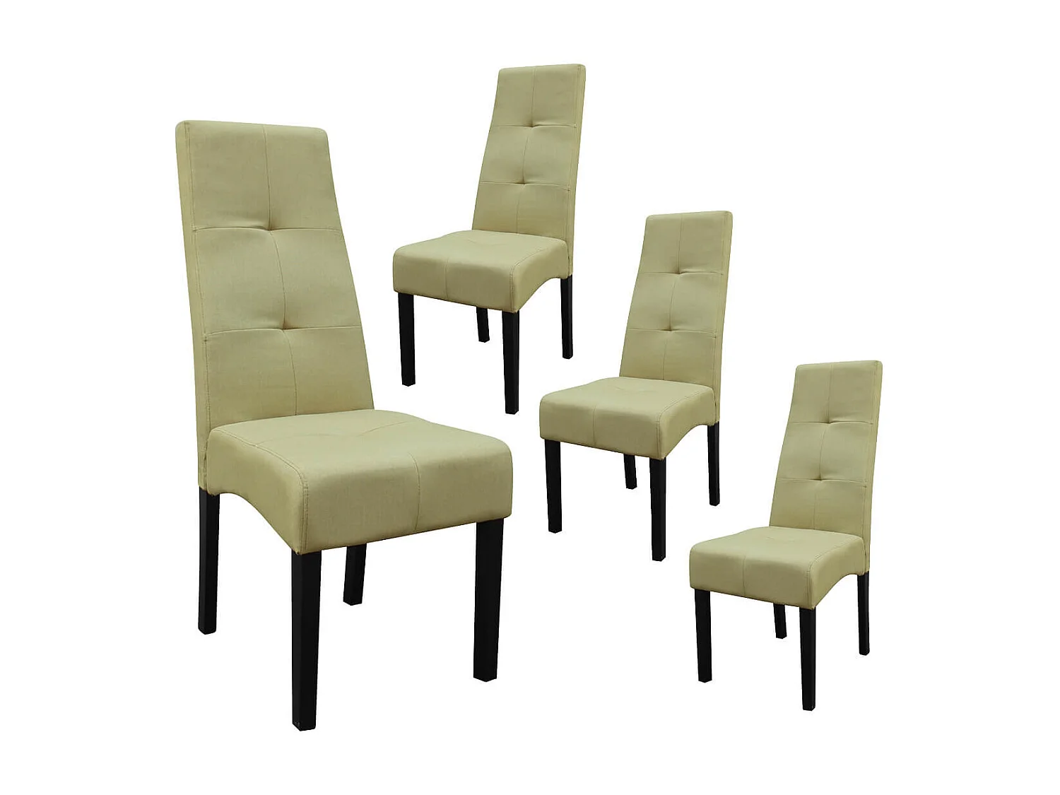 DALLAS - Lot de 4 Chaises Vert Clair Capitonnées