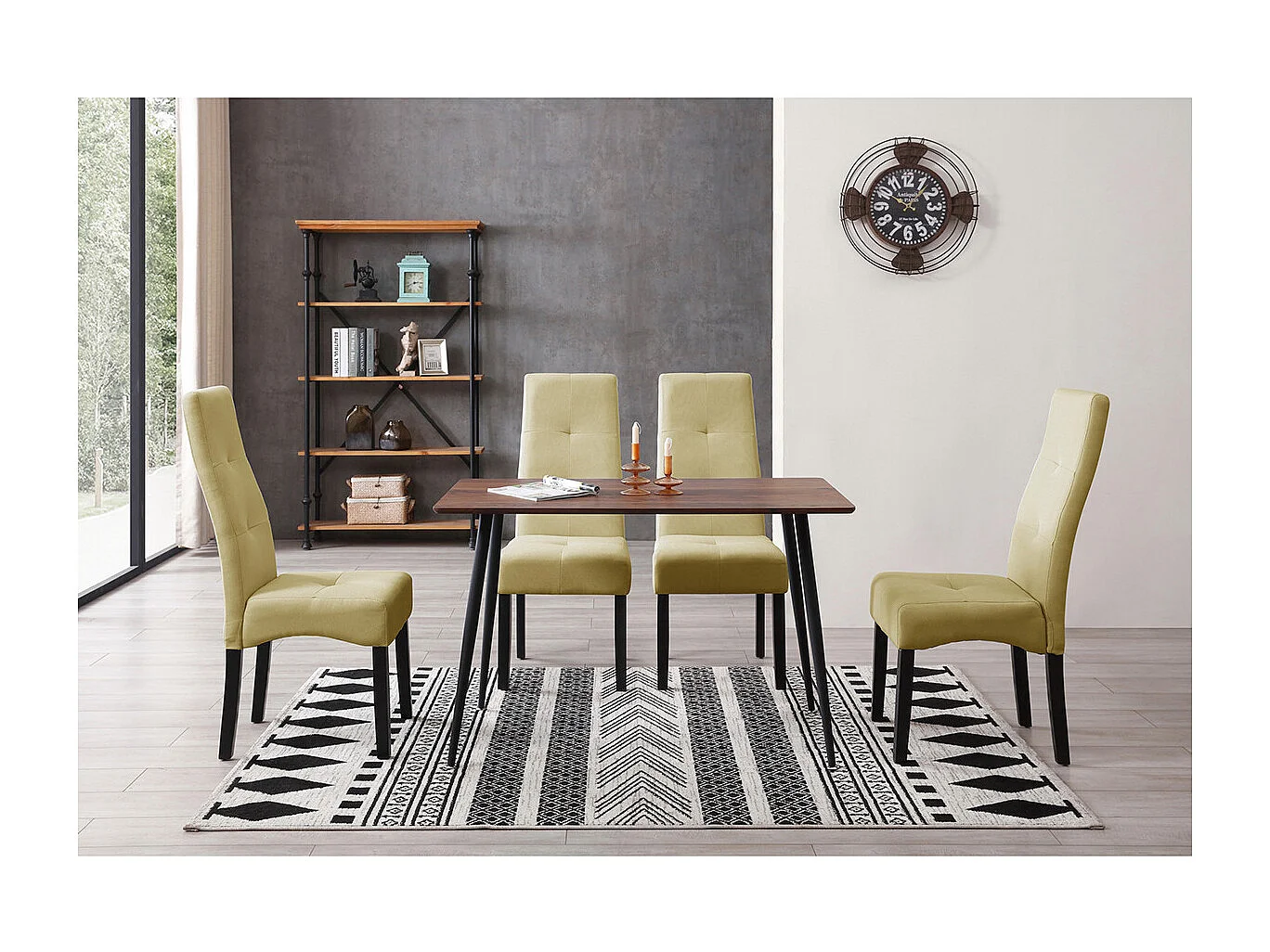 DALLAS - Lot de 4 Chaises Vert Clair Capitonnées