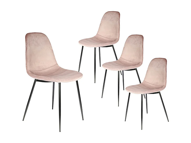 ALESSIA - Lot de 4 Chaises Velours Côtelé Roses