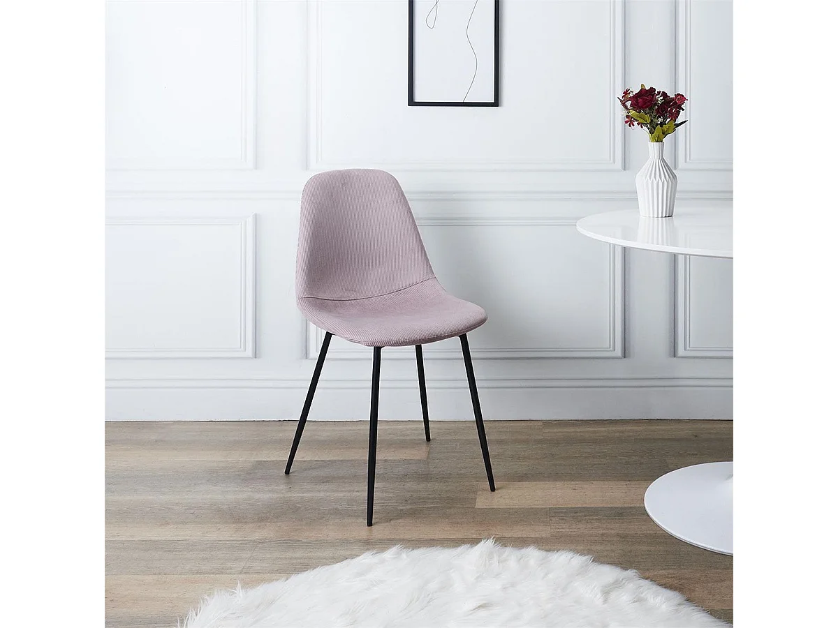 ALESSIA - Lot de 4 Chaises Velours Côtelé Roses