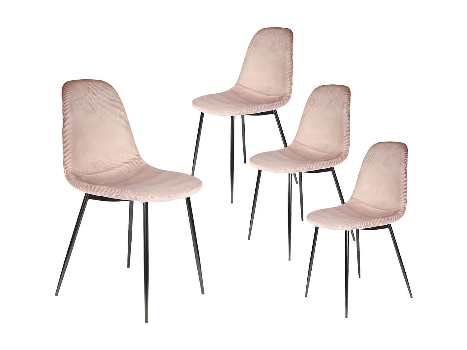 ALESSIA - Lot de 4 Chaises Velours Côtelé Roses