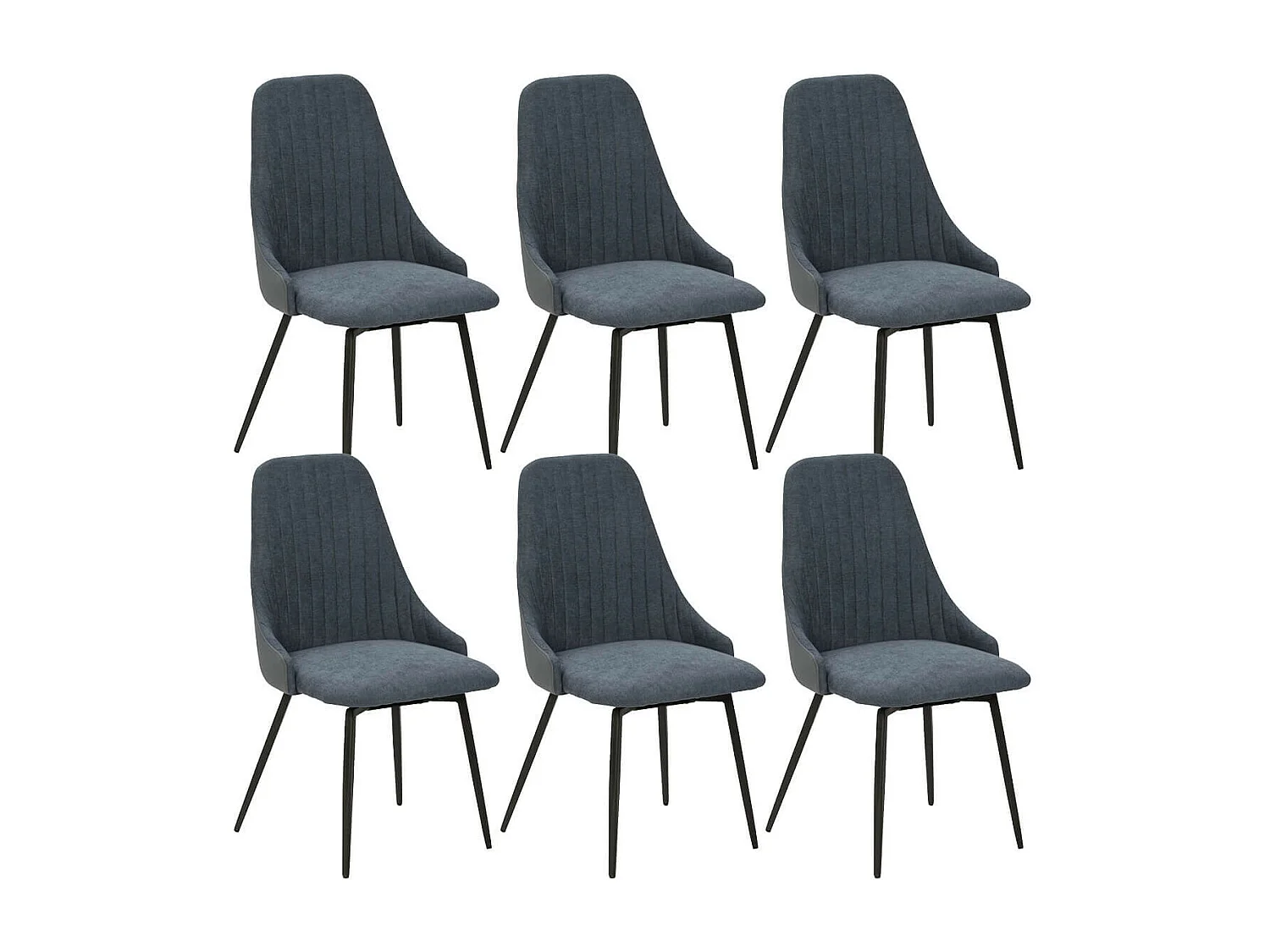 UNDY - Lot de 6 Chaises Pivotantes Tissu Bleu