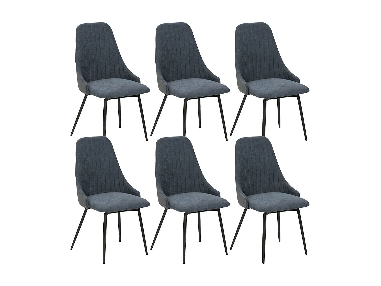 UNDY - Lot de 6 Chaises Pivotantes Tissu Bleu
