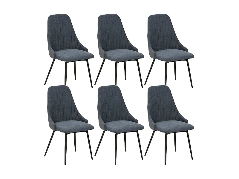 UNDY - Lot de 6 Chaises Pivotantes Tissu Bleu